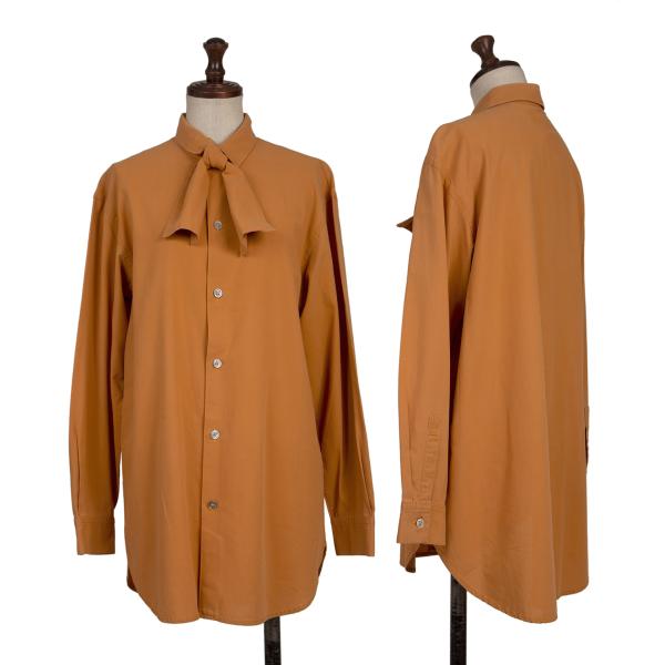 【中古】 ヨウジヤマモト ファムYohji Yamamoto FEMME タイネックレギュラーカラーシャツ オレンジS【レディース】|PLAYFUL
