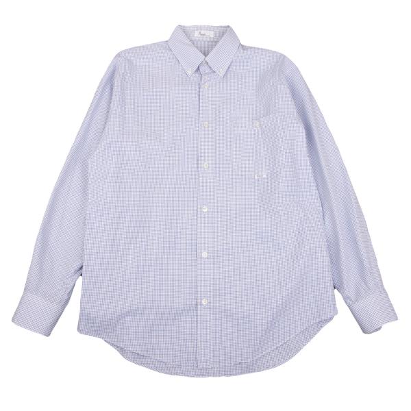 【中古】 パパスPapas コットンチェックボタンダウンシャツ 白青48M【メンズ】｜PLAYFUL