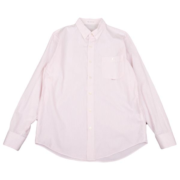 【中古】 パパスPapas コットンストライプボタンダウンシャツ 白薄ピンク48M【メンズ】|PLAYFUL