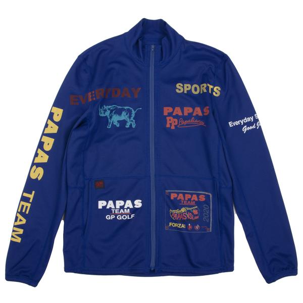 【中古】 パパスPapas プリントデザインジップアップメッシュジャケット 青48M【メンズ】｜PLAYFUL