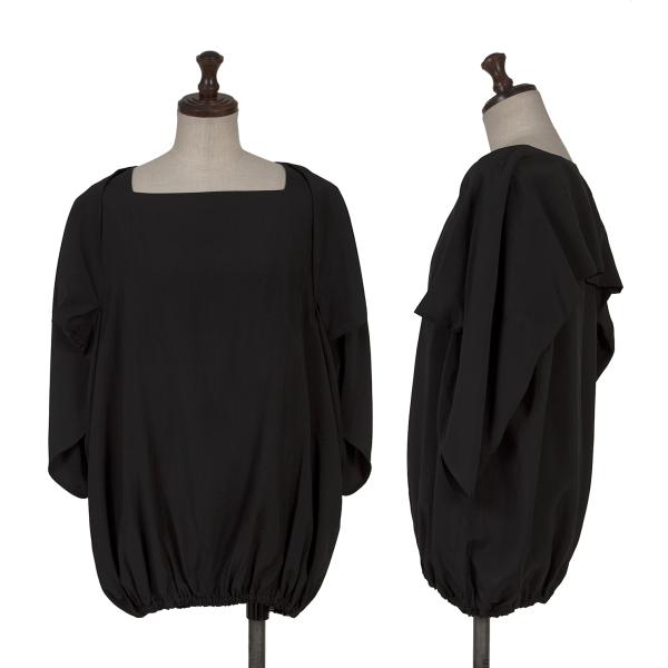 【中古】 ヨウジヤマモト ファムYohji Yamamoto FEMME レーヨン裾絞りデザイン変形トップス 黒M【レディース】｜PLAYFUL