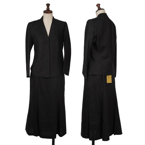 【中古】 シ散らし広告Sybilla リネンポリスナップボタンセットアップ 黒M・L【レディース】