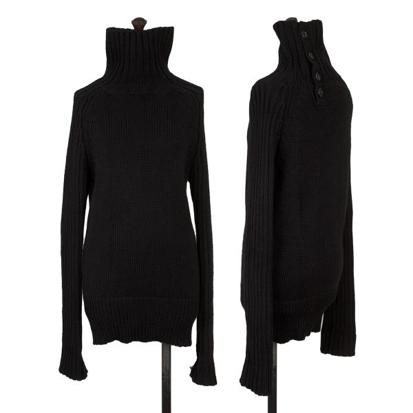 ヨウジヤマモト　黒のタートルネック長袖セーター yohji yamamoto - SIDE STRING DETAIL TURTLENECK （BLACK