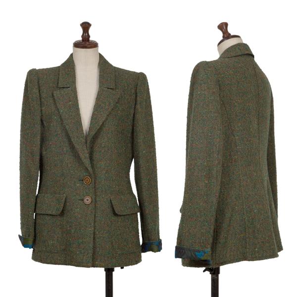 【中古】 ヴァレンティノVALENTINO カラフルパイルテーラードジャケット 緑他10【レディース】