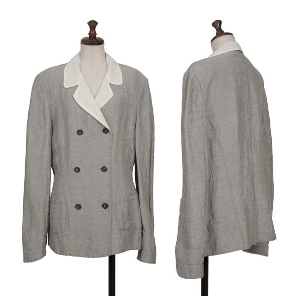 【中古】 ジルサンダーJIL SANDER リネンダブルフェイスジャケット ともし火薄墨色38【レディース】