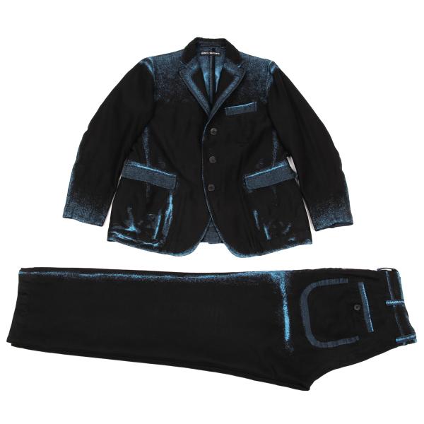 【中古】 イッセイミヤケ メンISSEY MIYAKE MEN A-POC INSIDE トリムフェード織りひな形セットアップ 黒水色2【メンズ】