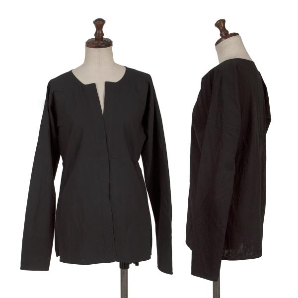 【中古】 ジルサンダーJIL SANDER フロントホック留めノーカラーシャツ 黒36【レディース】｜PLAYFUL