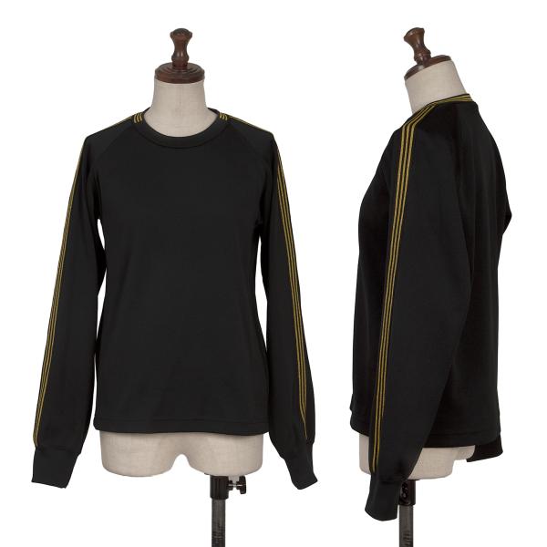 【中古】 コムデ給仕COMME des GARCONS ラメラインスリーブポリカットソー 黒他M位【レディース】