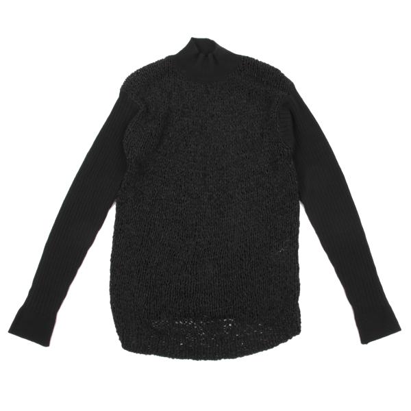 【中古】 ジャンポールゴルチエオムJean Paul GAULTIER HOMME ローゲージ織り切替リブニットセーター 黒48【メンズ】｜PLAYFUL