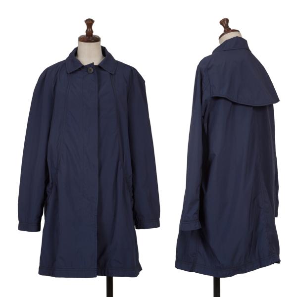 【中古】 イッセイミヤケISSEY MIYAKE 24 ポリステンカラーハーフコート 紺2【レディース】｜PLAYFUL