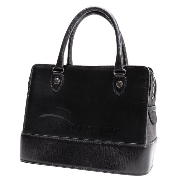 【中古】 ジャンポールゴルチエJean Paul GAULTIER ロゴレザー切替デザインハンドバッグ 黒【レディース】