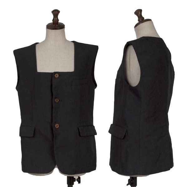 【中古】 コムコム コムデギャルソンCOMME des GARCONS ポリスクエアネックベスト 紺S【レディース】|PLAYFUL