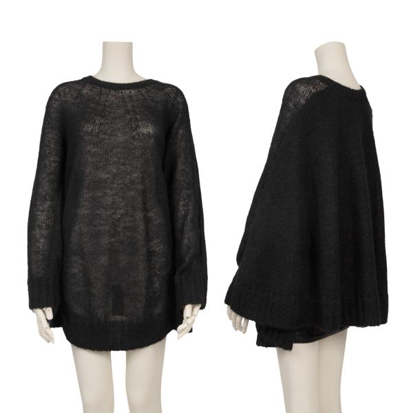 【中古】 ジュンヤワタナベ コムデ給仕JUNYA WATANABE COMME des GARCONS モヘア混羊毛ゲージうつり変わりドッキングニットポンチョ 黒M位【レディース】