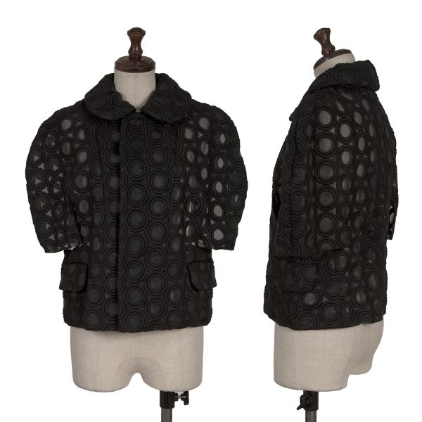【中古】 コムデ給仕COMME des GARCONS シースルーサークル刺しゅうボレロ上衣 黒S【レディース】