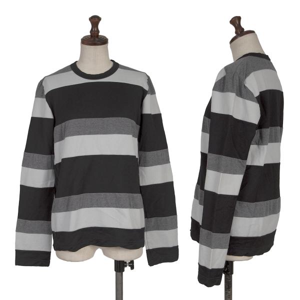 【中古】 ローブドシャンブル コムデ給仕robe de chambre COMME des GARCONS 生産品染め鹿の子うつり変わりカットソー 黒薄墨色L【レディース】 トップス-レディースファッション-Tシャツ・カットソー