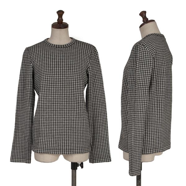 【中古】 ローブドシャンブル コムデ給仕robe de chambre COMME des GARCONS タータンチェック織りニットソー 黒白M位【レディース】 ニット・セーター-レディースファッション-トップス