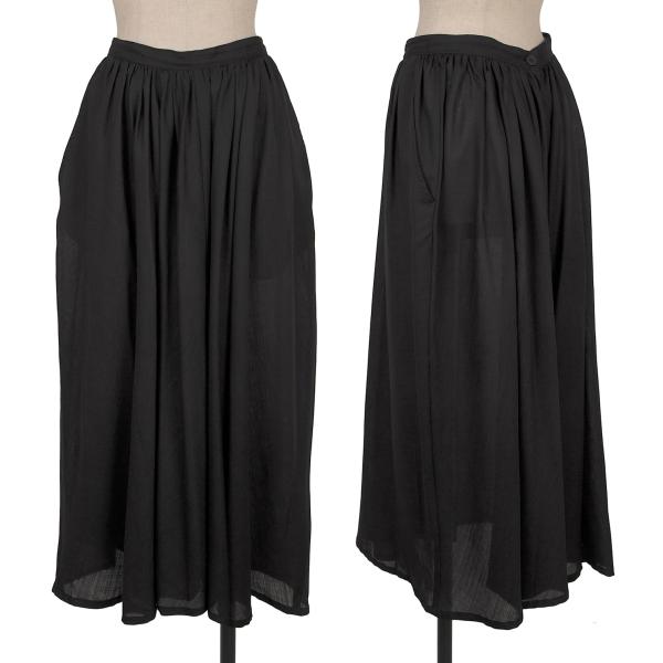 【中古】 ヨウジヤマモト ファムYohji Yamamoto FEMME ウールナイロンウエストギャザーフレアスカート 黒SS【レディース】|PLAYFUL