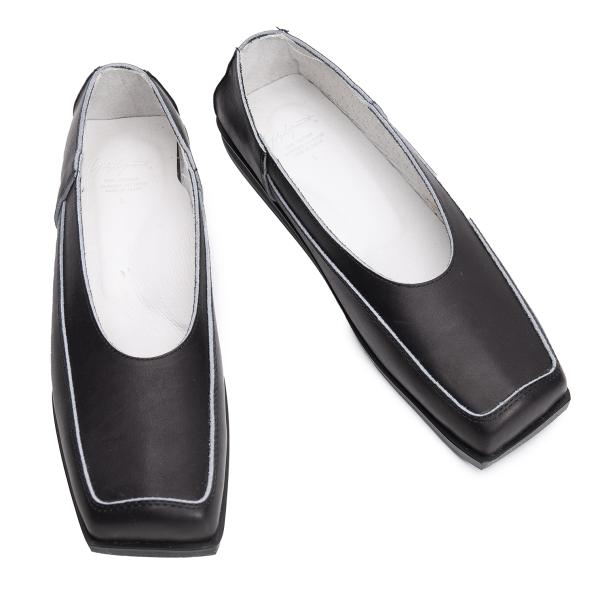 【中古】 ヨウジヤマモト ファムYohji Yamamoto FEMME アウトシームスクエアレザーフラットシューズ 黒L(24位)【レディース】 ブーツ-その他