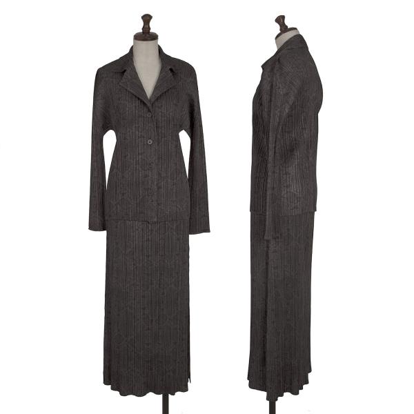 【中古】 筋目プリーズPLEATS PLEASE パイソンプリントプリーツセットアップ 薄墨色4【レディース】