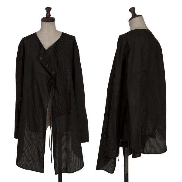 【中古】 ヨウジヤマモト ファムYohji Yamamoto FEMME コットン織り替えデザインブラウス 黒1【レディース】｜PLAYFUL