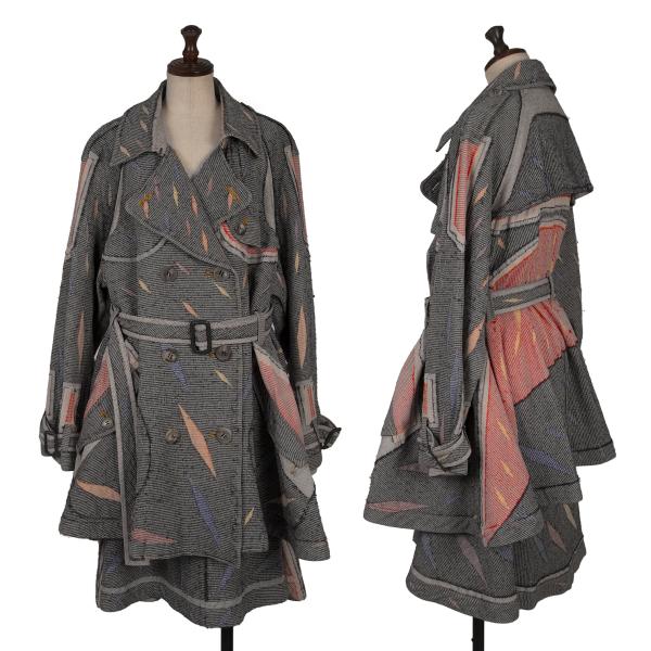 【中古】 イッセイミヤケ エーポックISSEY MIYAKE A-POC ジャガードフレアセットアップ  マルチ2・3【レディース】