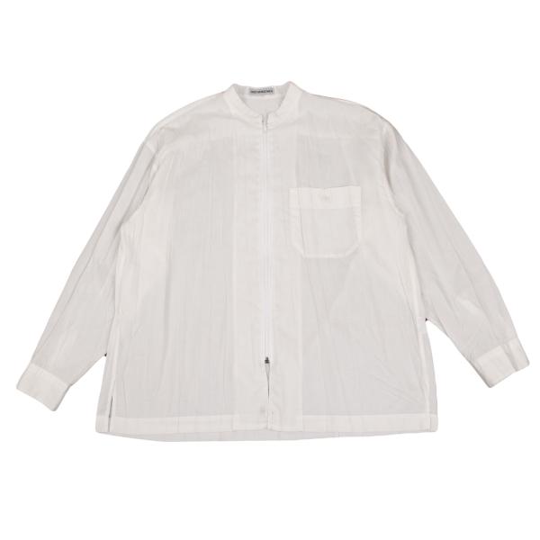 【中古】 イッセイミヤケ メンISSEY MIYAKE MEN シワプリーツバンドカラージップアップシャツ オフM【メンズ】 トップス-カジュアルシャツ-メンズファッション