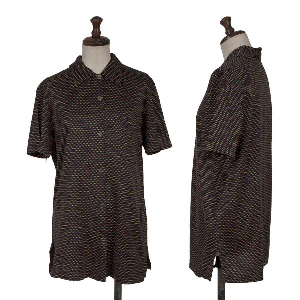 【中古】 ミッソーニMISSONI DONNA カラフルピンドットプリント半袖シャツ 黒マルチ42【レディース】｜PLAYFUL