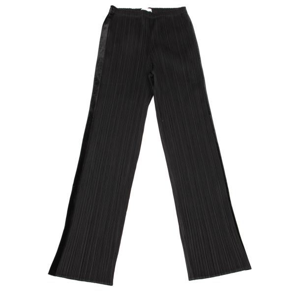 【中古】 プリーツプリーズPLEATS PLEASE ベロアライン切替プリーツパンツ 黒1【レディース】｜PLAYFUL