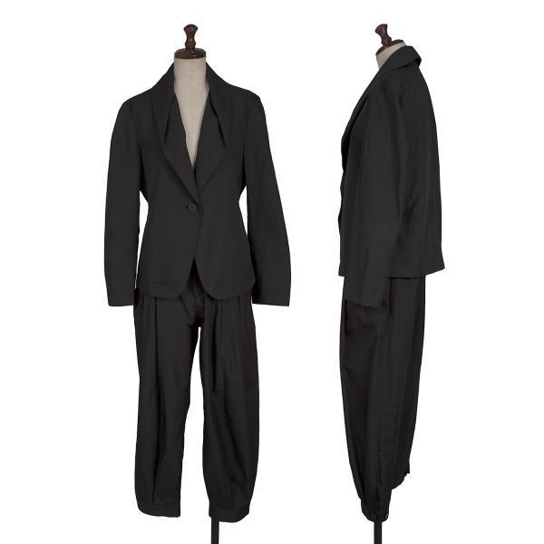 【中古】 イッセイミヤケISSEY MIYAKE ポリフォールドラペルデザインセットアップ 黒2【レディース】
