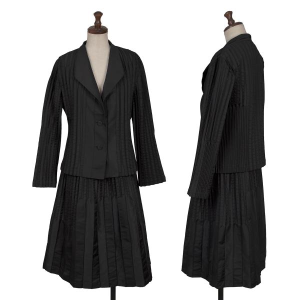 【中古】 イッセイミヤケISSEY MIYAKE ミックスプリーツデザインセットアップ 黒2【レディース】