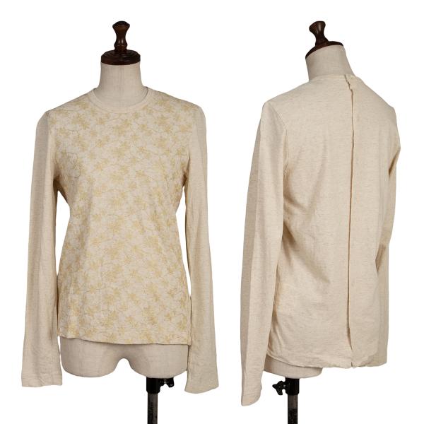 【中古】 トリココムデギャルソンtricot COMME des GARCONS コットンリネンフロント花柄刺繍バックボタンカットソー ベージュM位【レディース】|PLAYFUL