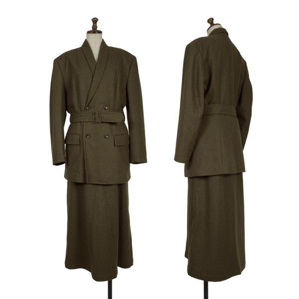 【中古】 コムデ給仕COMME des GARCONS ウールショールカラーセットアップスーツ カーキM【レディース】