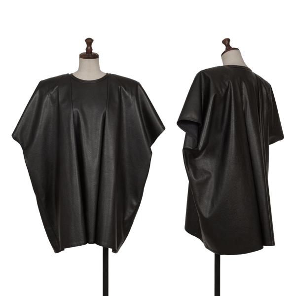 ジュンヤワタナベ コムデギャルソンJUNYA WATANABE COMME des GARCONS フェイクレザータックスクエアシルエットトップス 黒S【レディース】｜PLAYFUL
