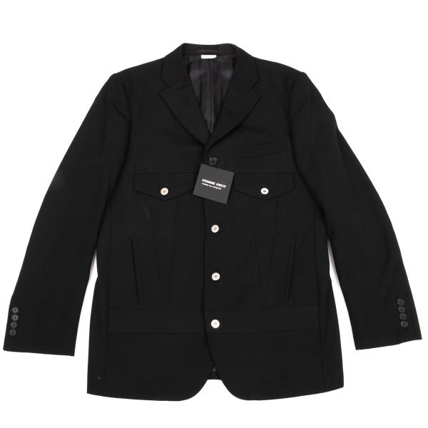 COMME des GARCONS ウール ジャケット テーラード ブラック S 美品》 COMME des GARCONS コムデギャルソン コムコム ステッチ