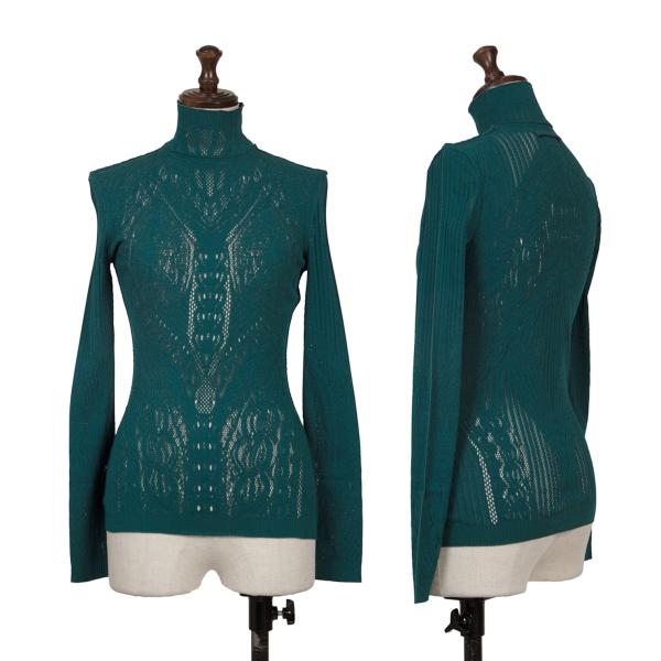 【中古】 ジャンポールゴルチエJean Paul GAULTIER ストレッチグラフィックメッシュデザインハイネックカットソー ブルーグリーン40【レディース】|PLAYFUL