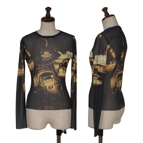 【中古】 ジーンズポールゴルチエJean's Paul GAULTIER ライダープリントパワーネットカットソー 黒黄他40【レディース】｜PLAYFUL