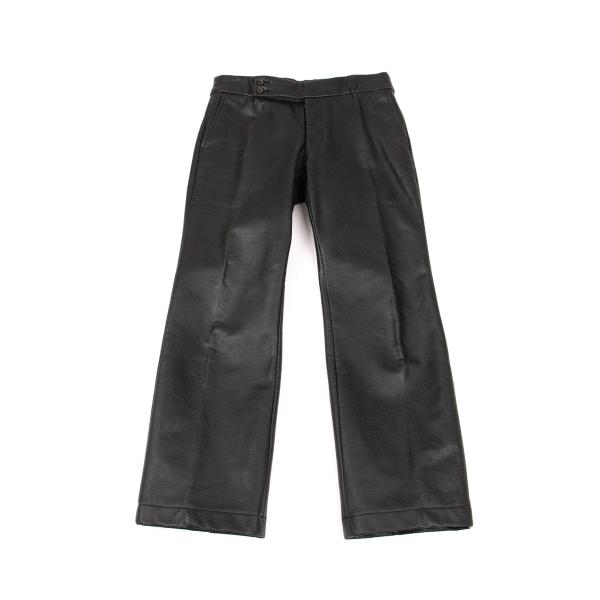 【中古】 コムデギャルソンCOMME des GARCONS フェイクレザーパンチングフレアパンツ 黒L【レディース】
