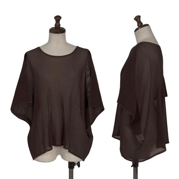 【中古】 プリーツプリーズPLEATS PLEASE メッシュボックスシルエットTシャツ 焦げ茶3【レディース】|PLAYFUL