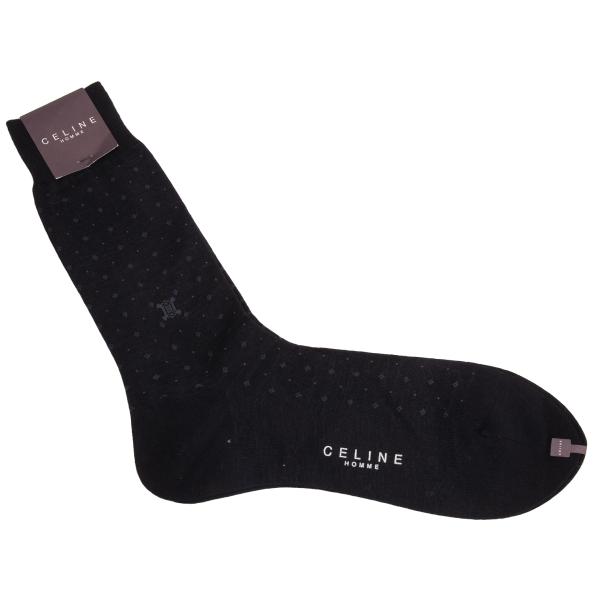 【新品未使用】CELINE ソックス Mサイズ 黒 セリーヌ CELINE ソックス ストライプ / コットン - ブラック | CELINE