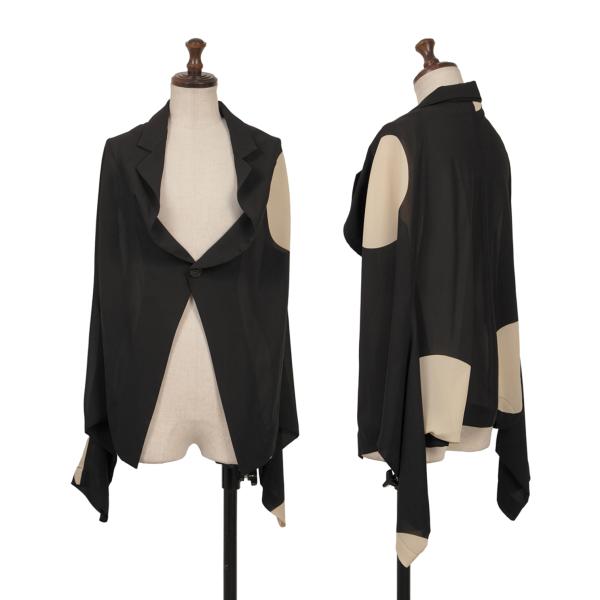 【中古】 コムデギャルソンCOMME des GARCONS ポリドットプリント2WAYジャケット 黒アイボリーM【レディース】|PLAYFUL
