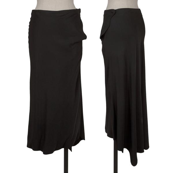 【中古】 ヨウジヤマモト ファムYohji Yamamoto FEMME シルクヘムラウンドスナップスカート 黒1【レディース】｜PLAYFUL