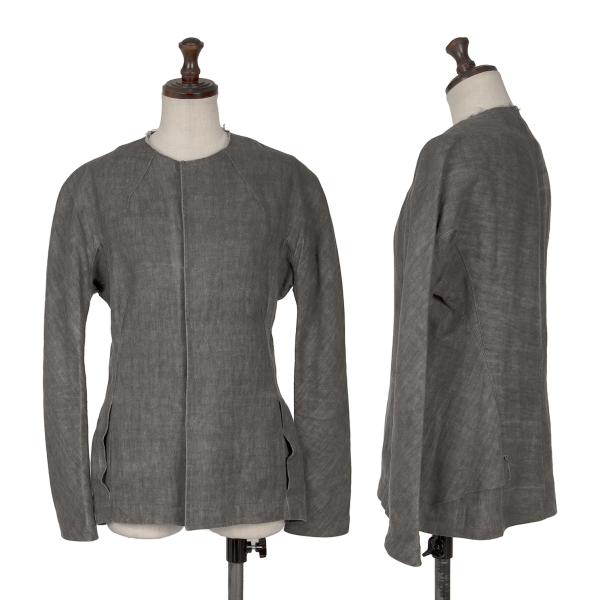 【中古】 ヨウジヤマモト ファムYohji Yamamoto FEMME 色つや裁ち切り黒いことリネン上衣 濃灰色1【レディース】
