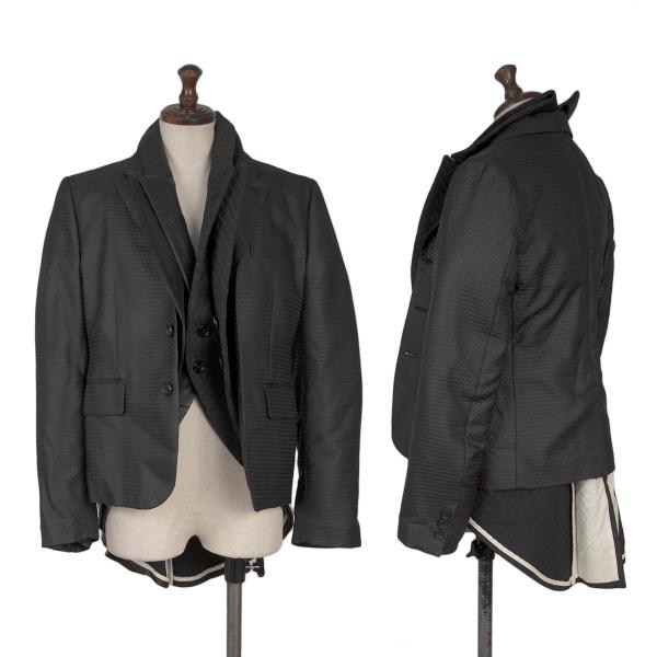 【中古】 コムデギャルソンCOMME des GARCONS デザイン織りレイヤー切替燕尾ジャケット 黒S【レディース】|PLAYFUL