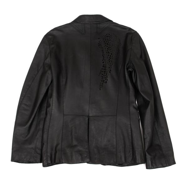 【中古】 エンポリオアルマーニEMPORIO ARMANI バックカットワークデザインレザーテーラードジャケット 黒46【メンズ】｜PLAYFUL