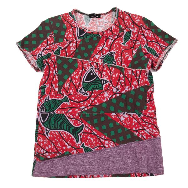 【中古】 トリココムデギャルソンtricot COMME des GARCONS フィッシュロンバス総柄刷り上げるうつり変わりプルオーバー 赤緑他M位【レディース】