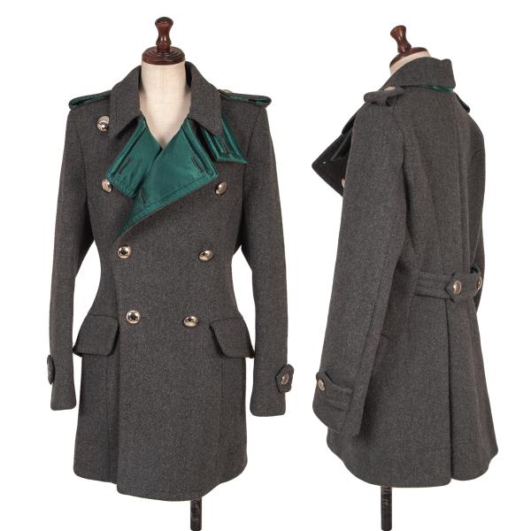 【中古】 サカイsacai ウールボンディングメタルボタンコート チャコール緑3【レディース】