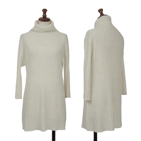 【中古】 プリーツプリーズPLEATS PLEASE ファブリックプリントプリーツタートルネックロングカットソー アイボリー3【レディース】|PLAYFUL
