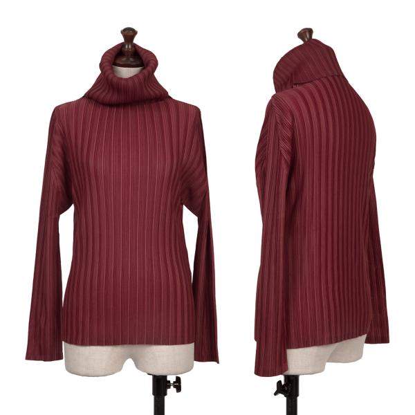 【中古】 プリーツプリーズPLEATS PLEASE プリーツタートルネックカットソー ボルドー3【レディース】|PLAYFUL
