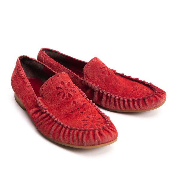 【中古】 トリココムデギャルソンtricot COMME des GARCONS カッティングデザインスウェードモカシンシューズ 赤24【レディース】｜PLAYFUL 12,288円
