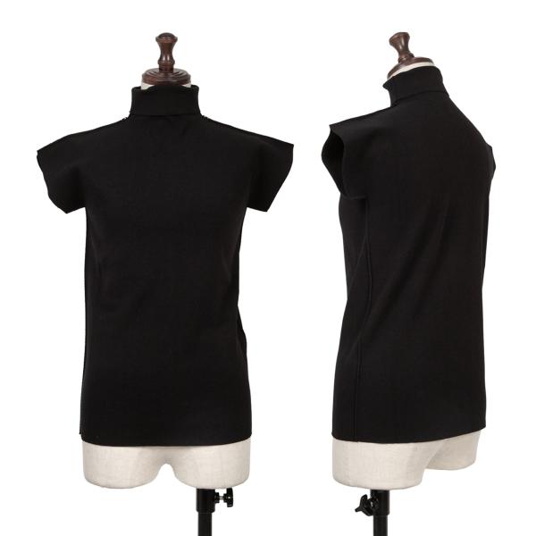 【中古】 イッセイミヤケ エーポック 内部ISSEY MIYAKE A-POC INSIDE 裁ち切りデザインストレッチハイネックトップス 黒2【レディース】
